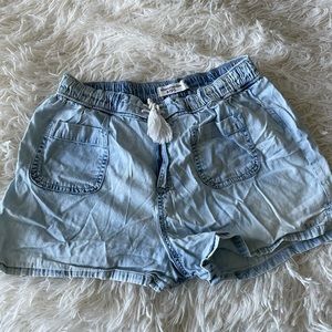 denim-looking shorts